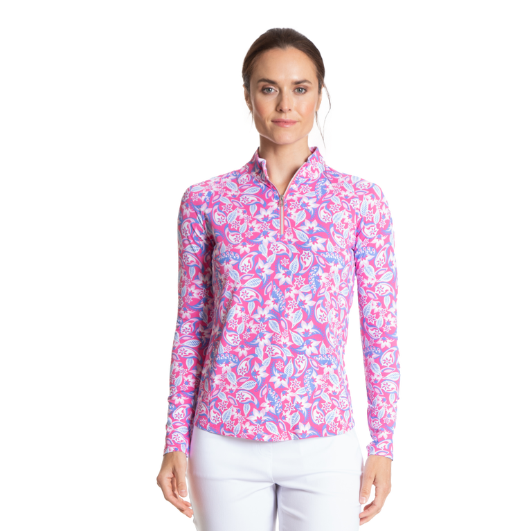 Floral Sun Protection Quarter Zip Pull Over